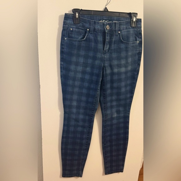INC - Plaid Blue Women's Jeans - Picture 1 of 2